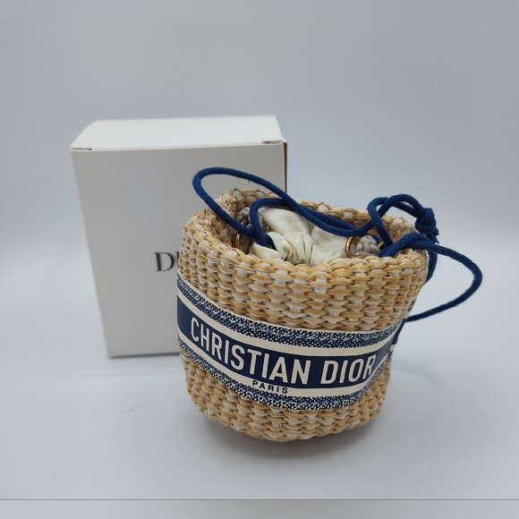Christian Dior Paris Woven Straw Mini Trousse Pouch Boxed - Picture 3 of 6